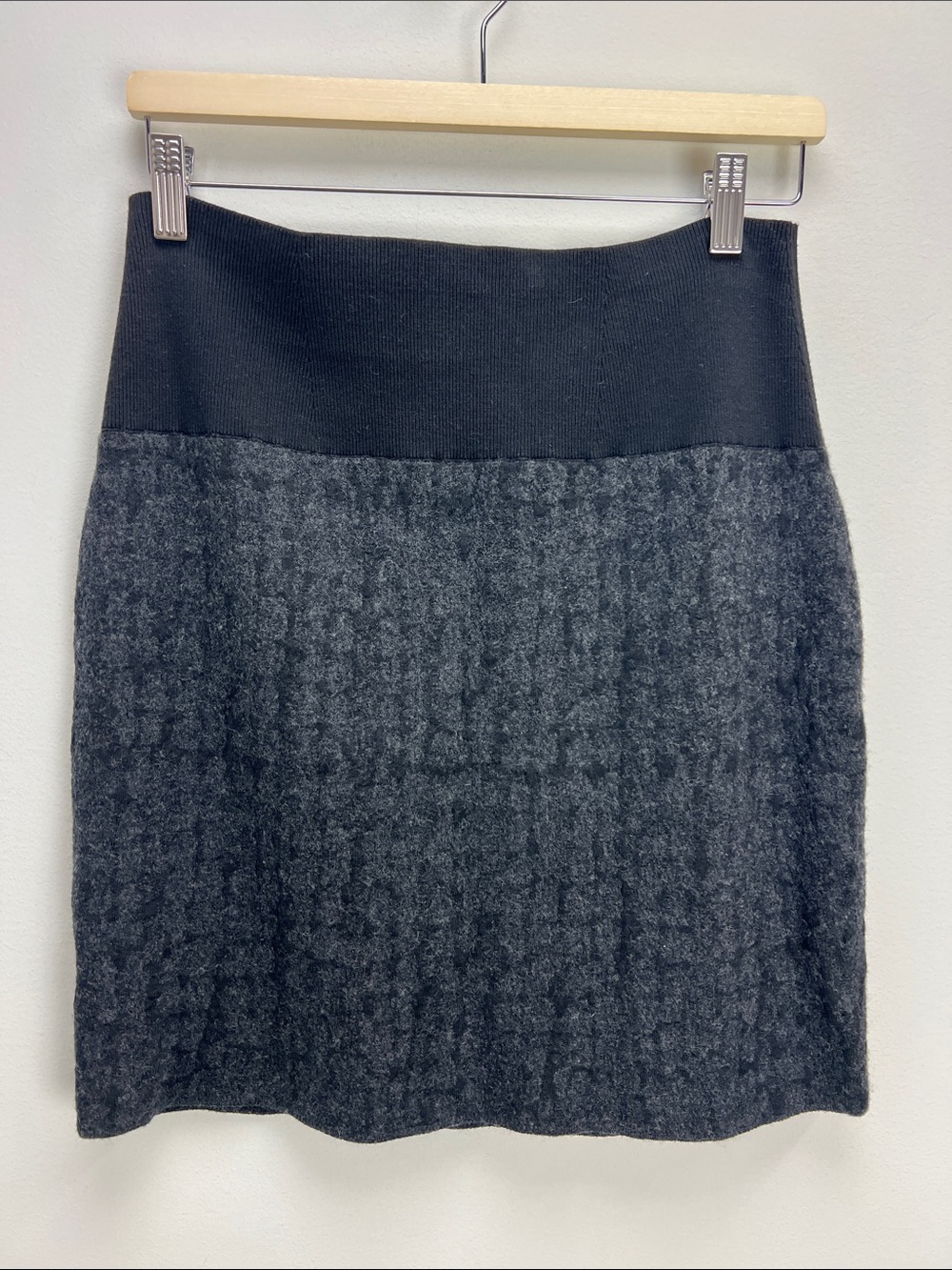 Eileen Fisher Wool Blend Pull On Mini Skirt Gray Black Womens XL